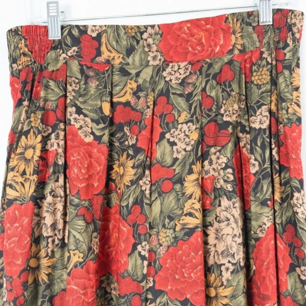 Vintage Worthington Floral Pleated Rayon Midi Skirt Size‎ 14 Garden Cottagecore